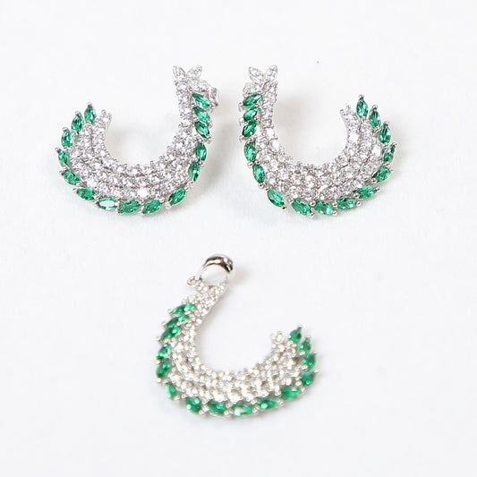 Crescent Earrings and Pendant Set