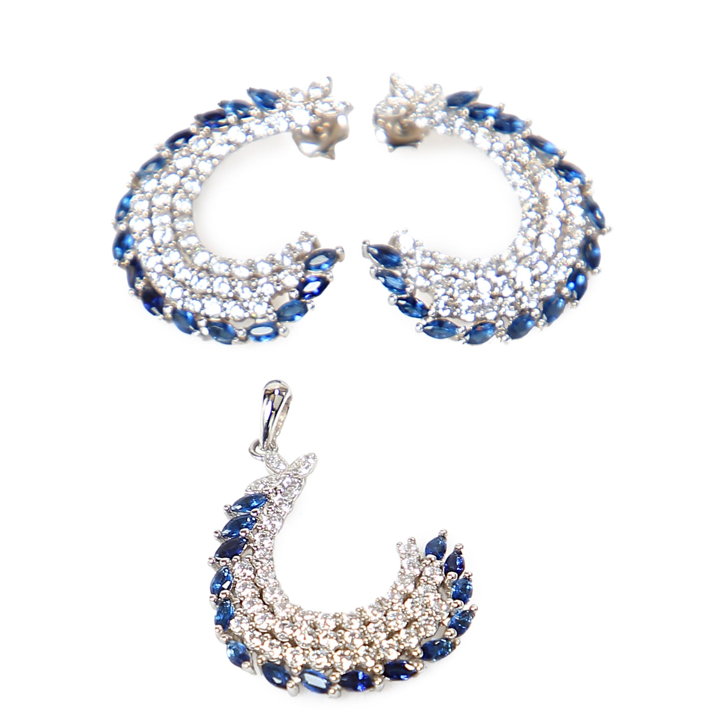 Crescent Earrings and Pendant Set