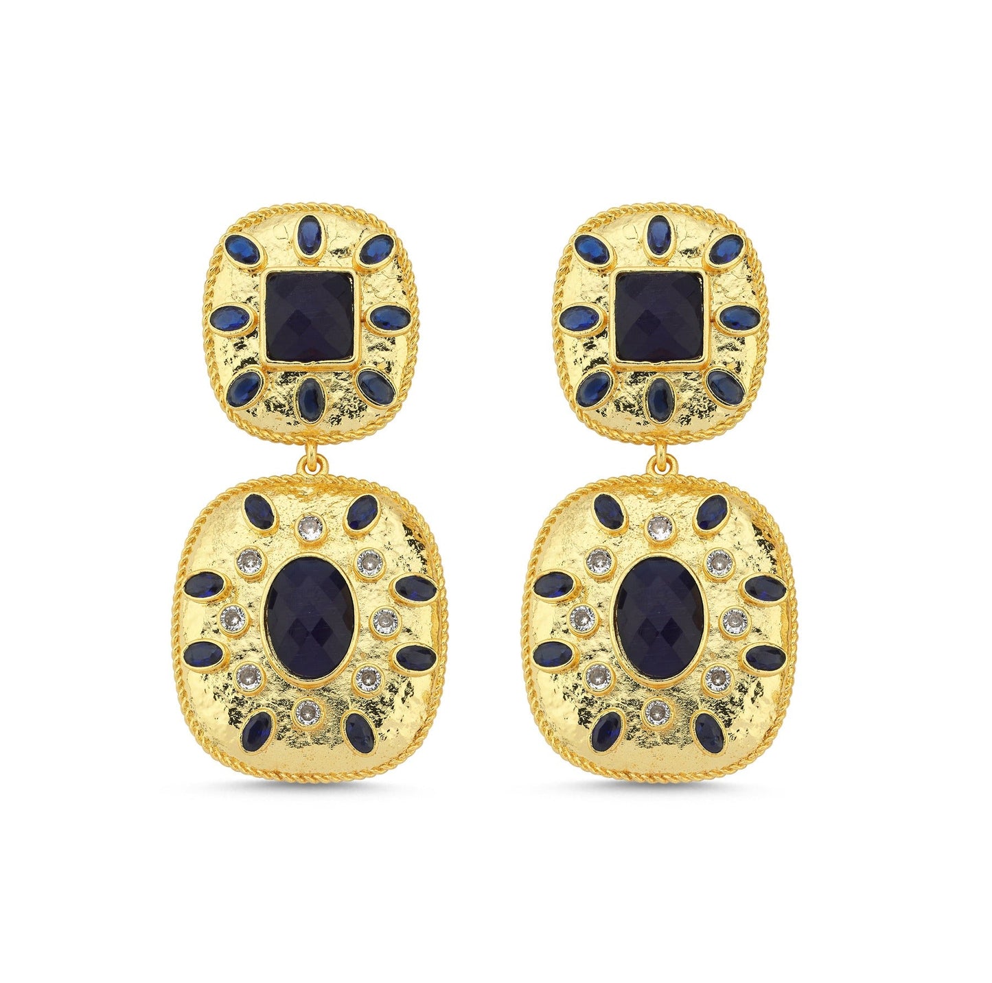 Navy Double Drop Earrings