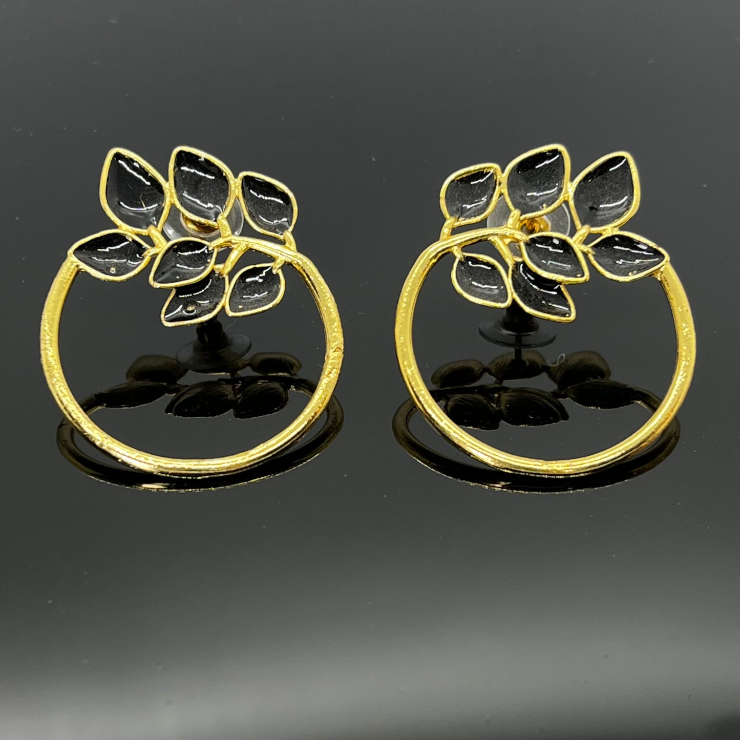 Black Leaf Cluster Earrings