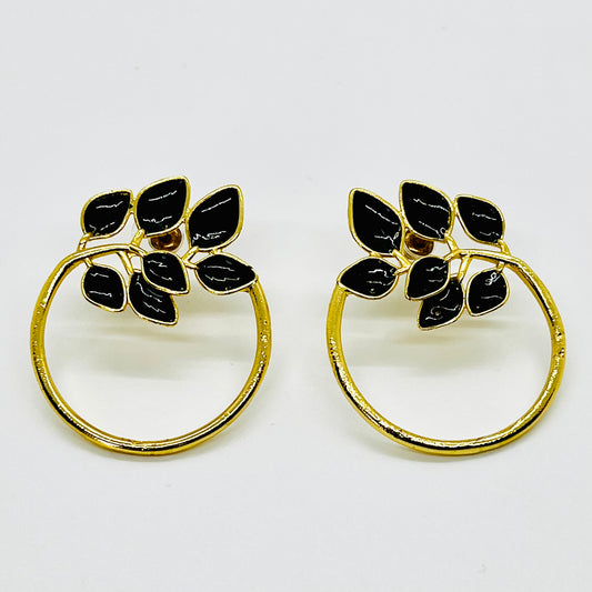 Black Leaf Cluster Earrings