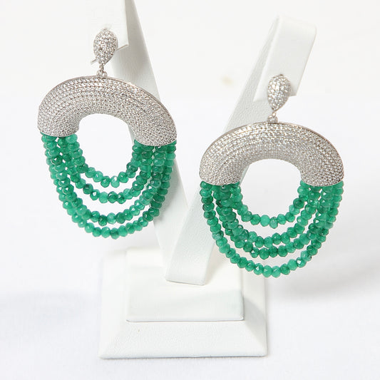 925 Silver Emerald Earrings