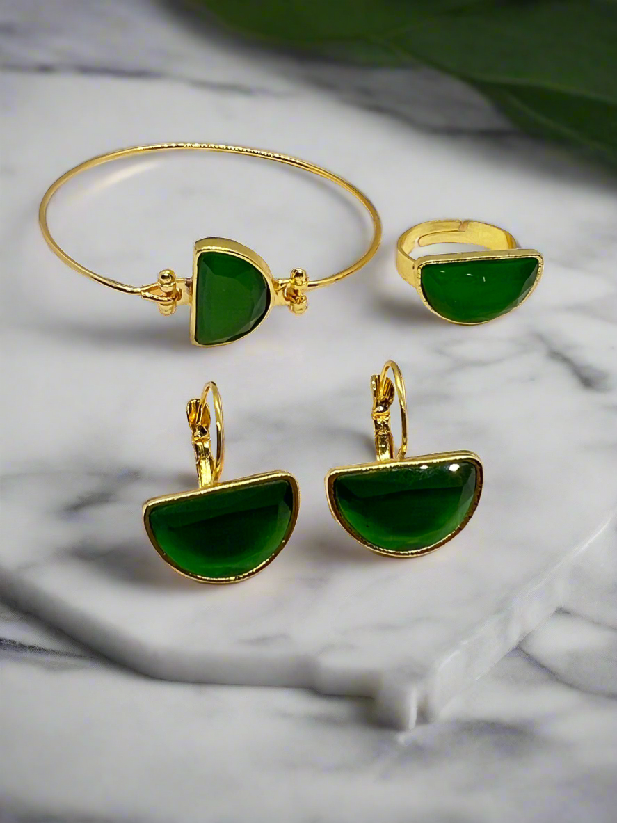Green Chalcedony Jewelry Set