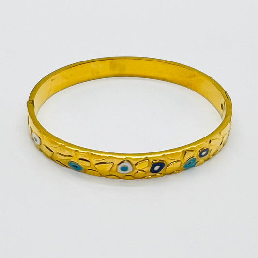 Evil Eye Hammered Bangle