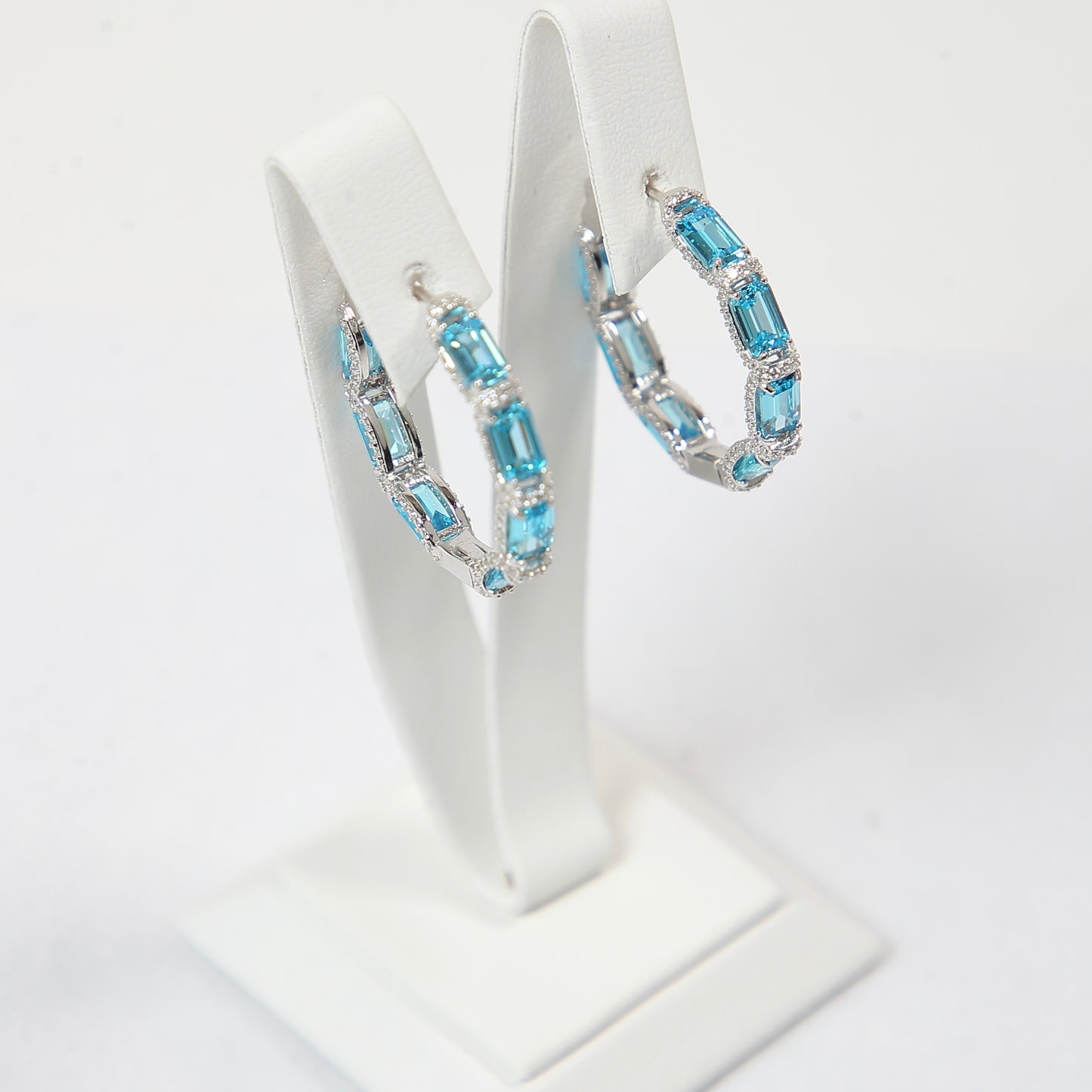 Aquamarine 925 Silver Hoops