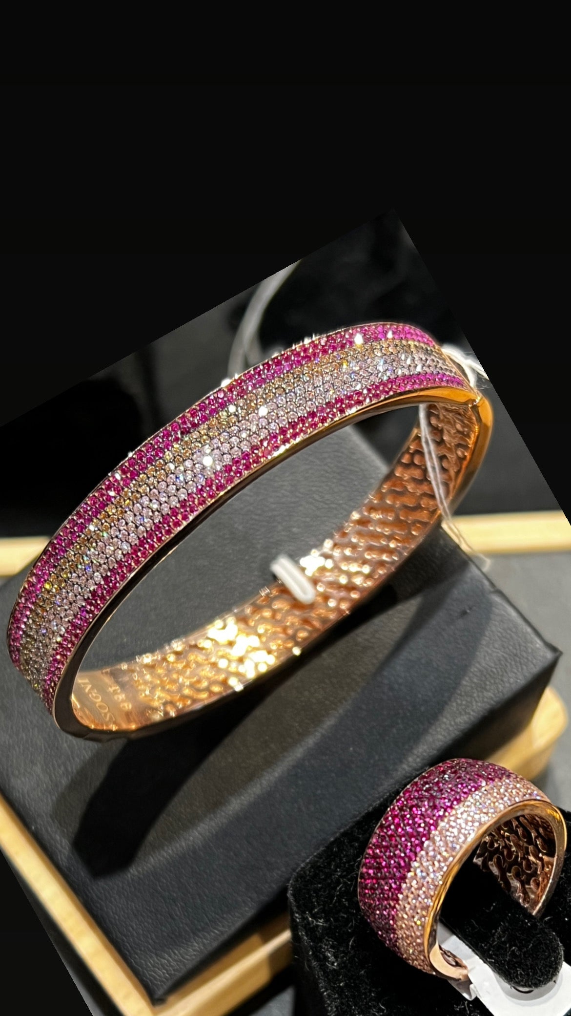 PINK 925 SILVER BRACELET +RING SET