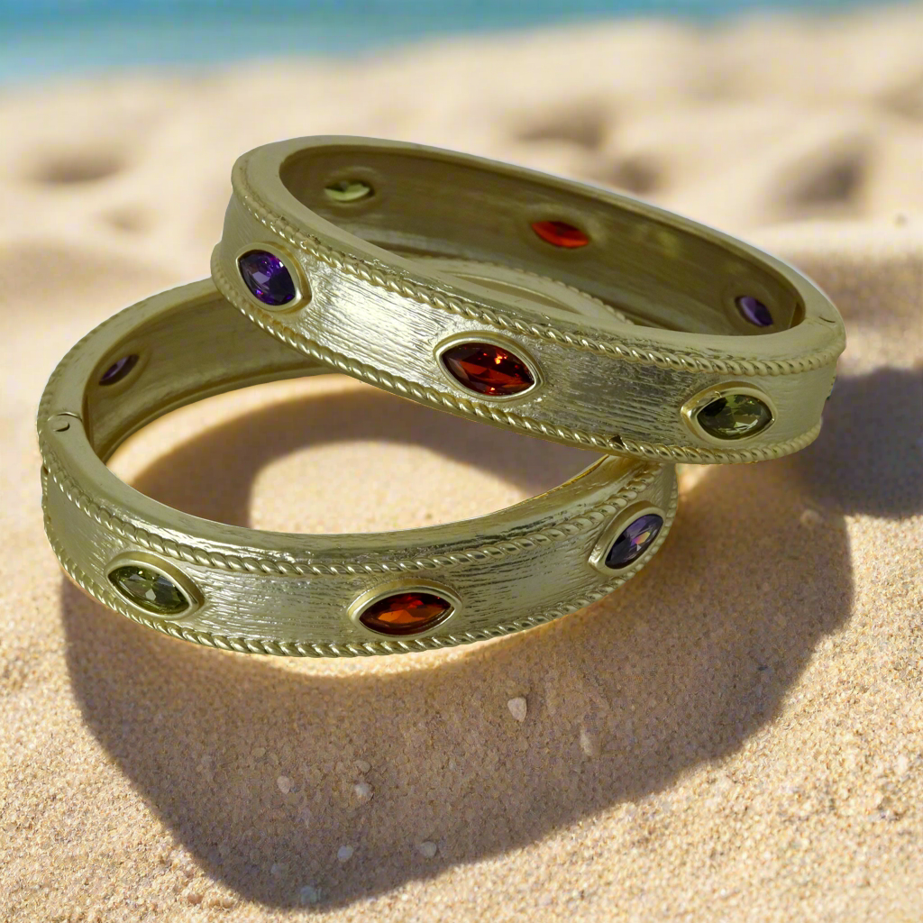 Matte Gold Jewel Bangle