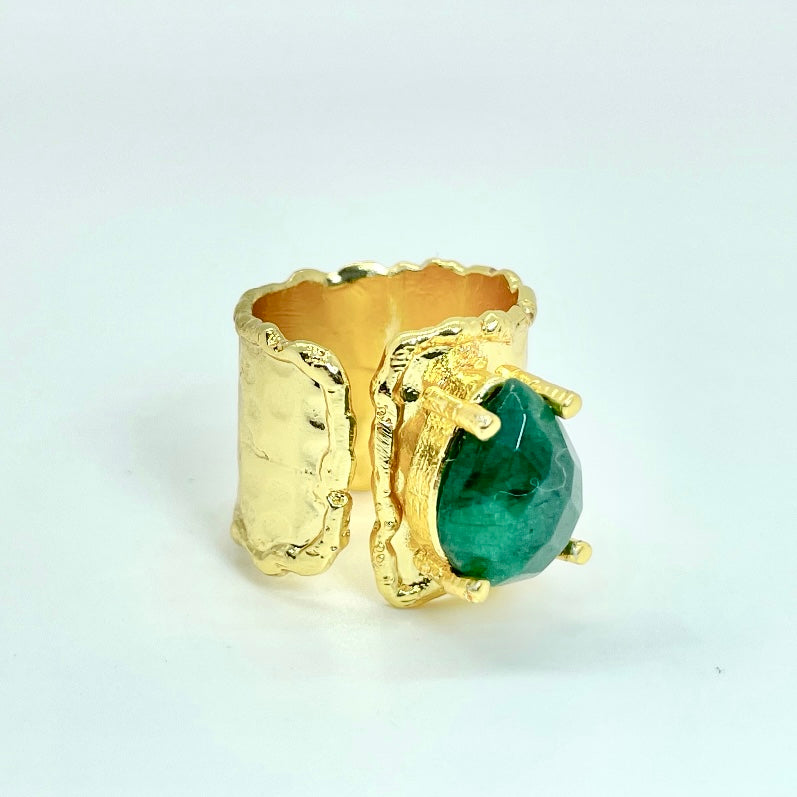 Emerald Tear Drop Ring