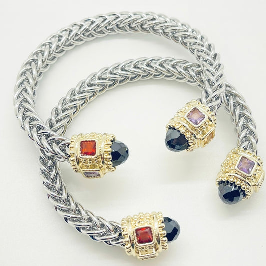 Olive Open Cuff Jewel Bracelet