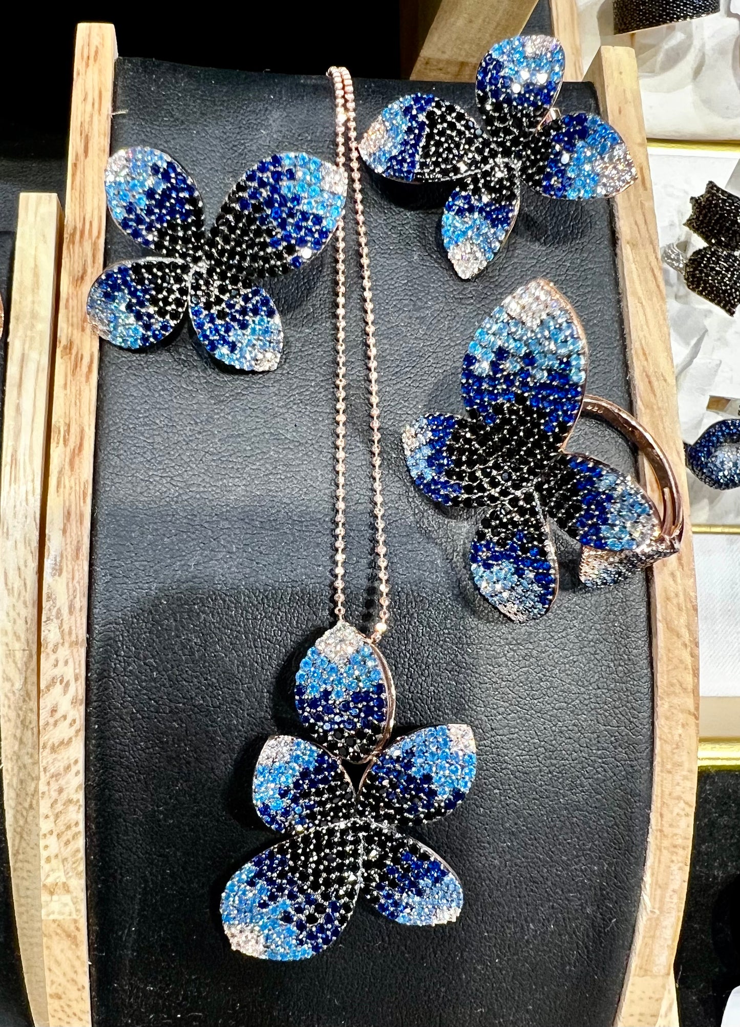 Blue Black Ombré 925 Silver Set