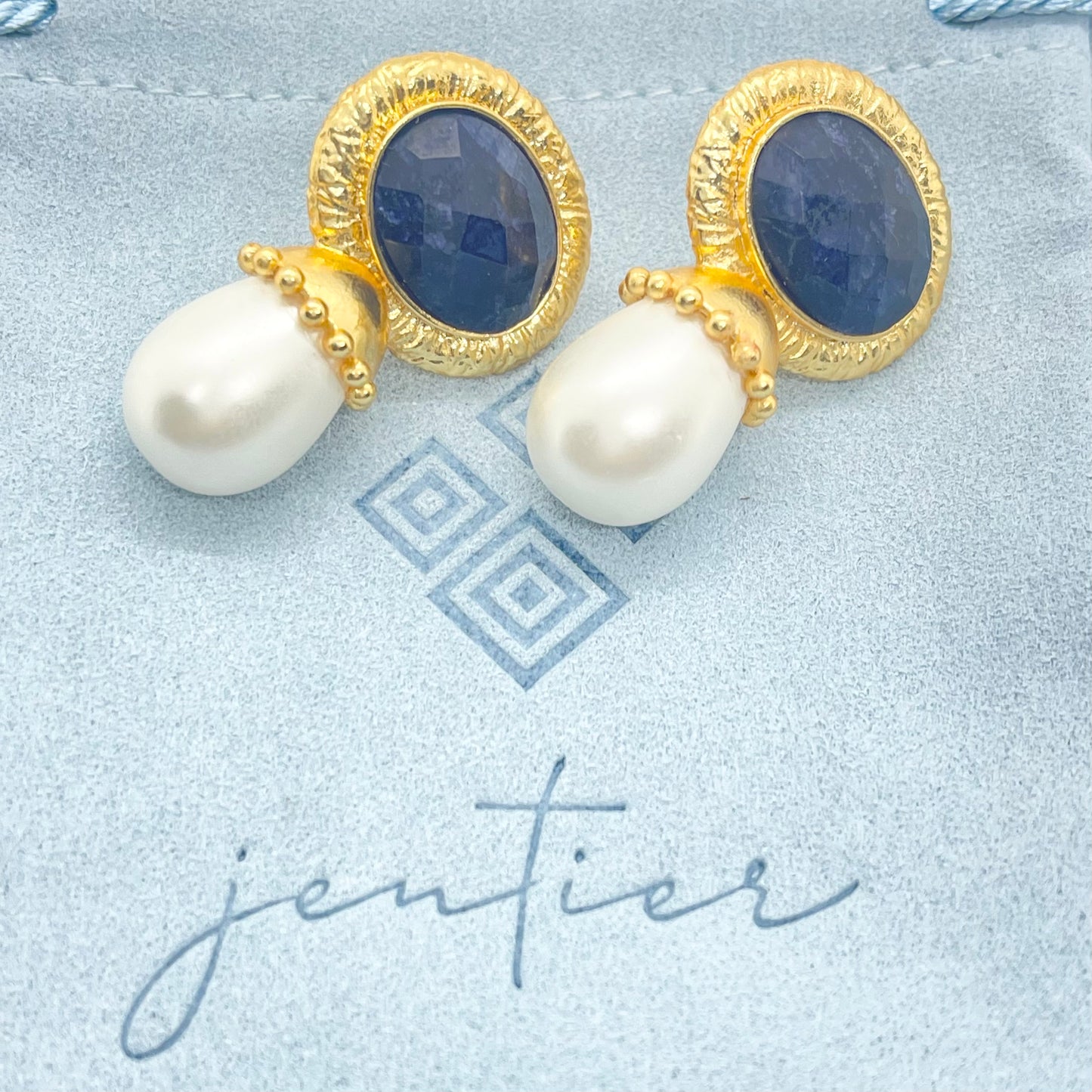 Pearl Sapphire Earrings