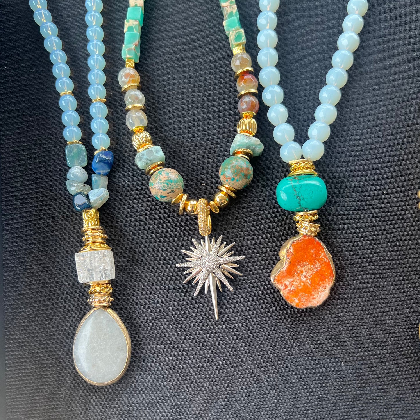 Beaded opal necklace