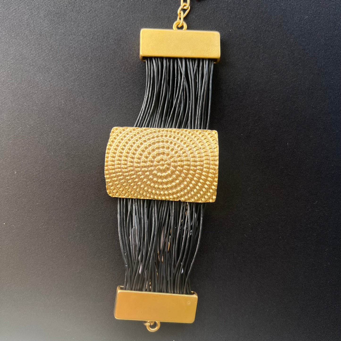 Leather strap gold bracelet