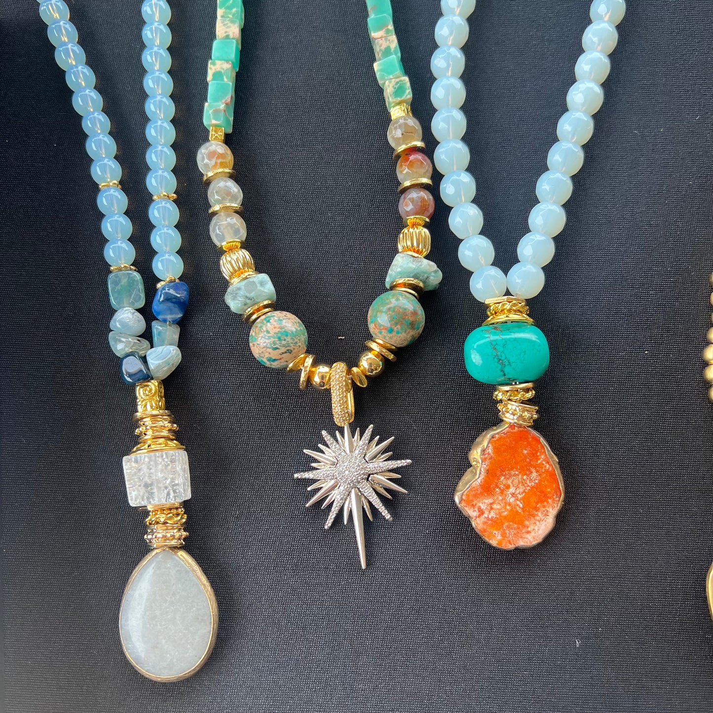 Beaded stone necklace