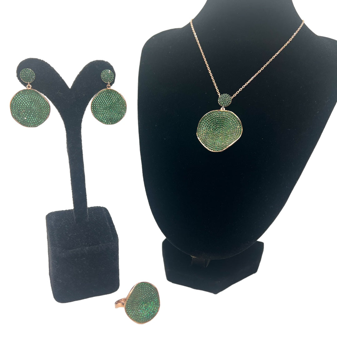 Green 925 Silver Pave Set