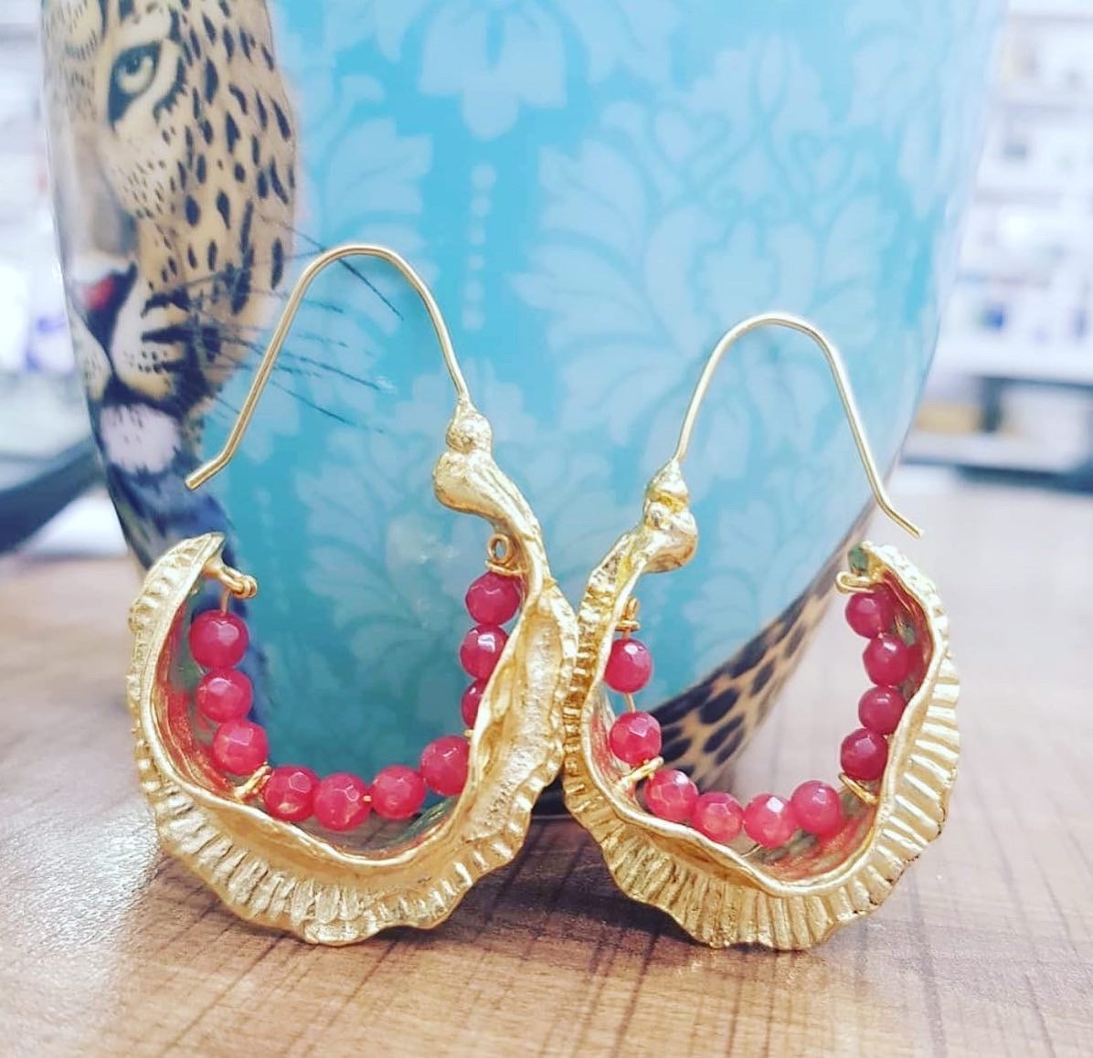 Red Beaded Earrings