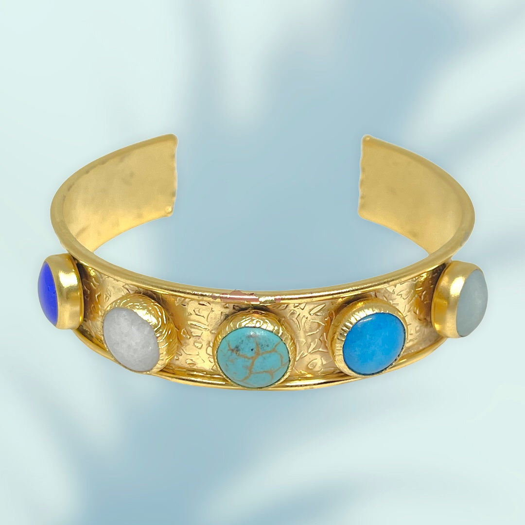 gold/blue cuff Bracelet
