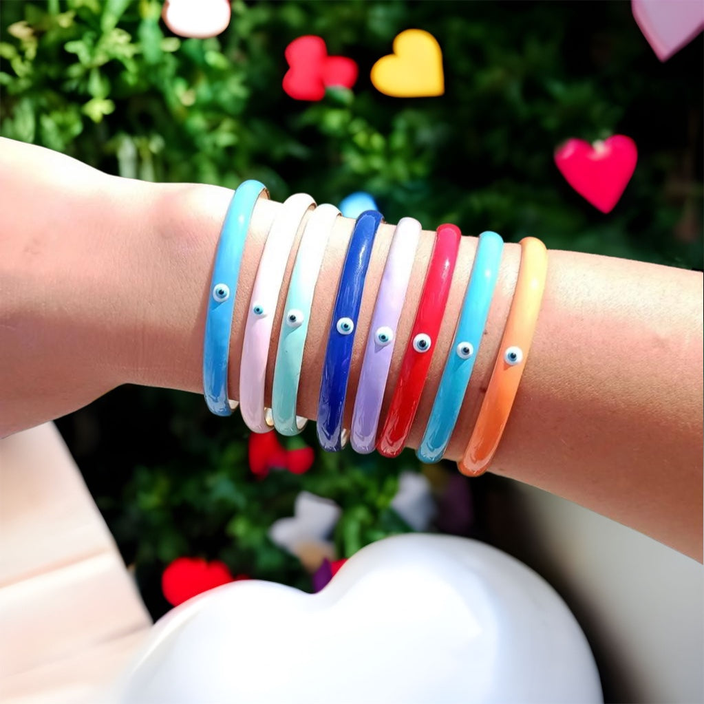 Rainbow enamel cuff bracelets