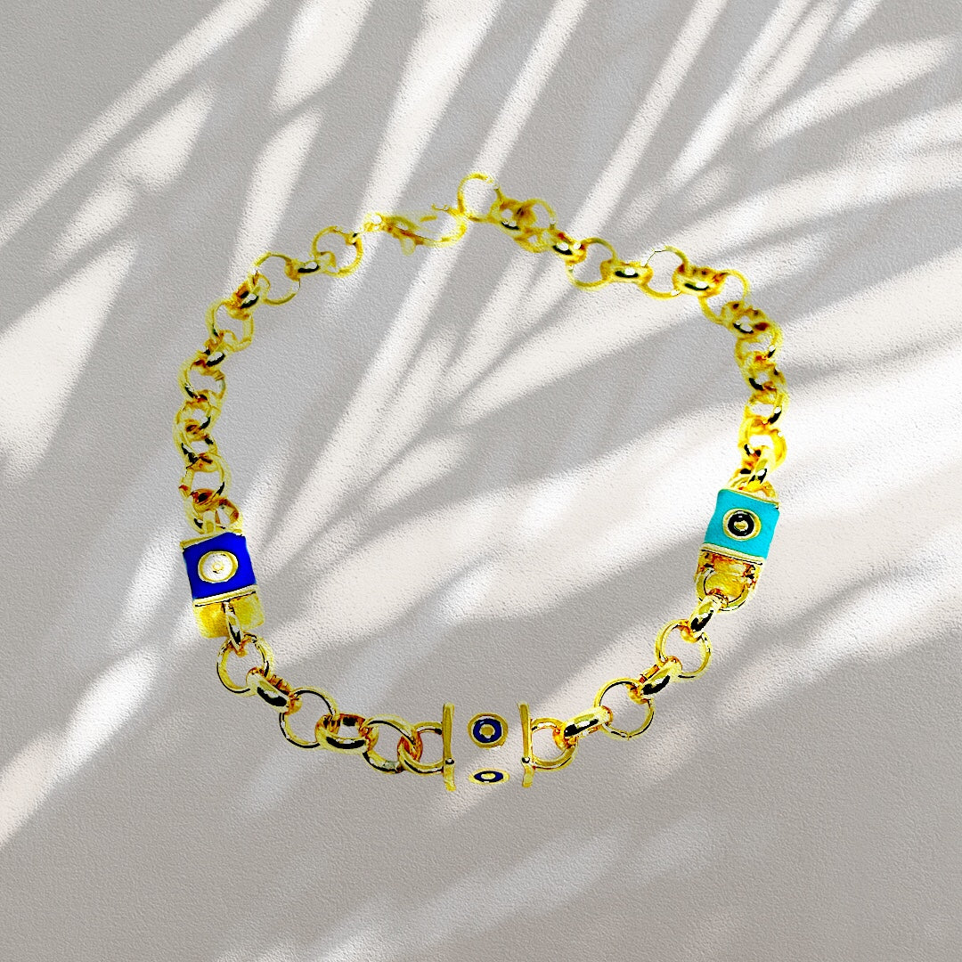 white/blue/gold Bracelet