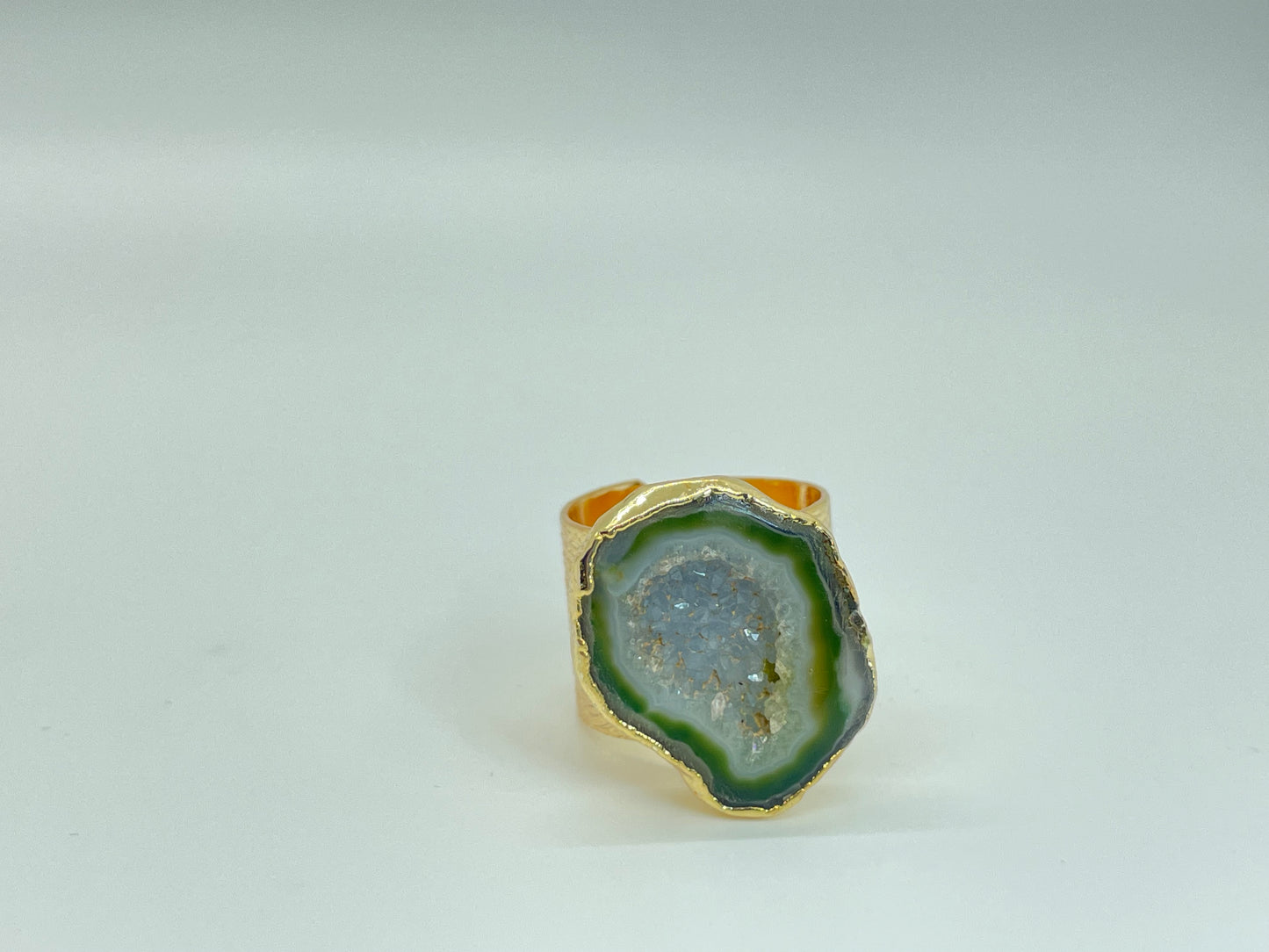 Olive Green Agate Ring