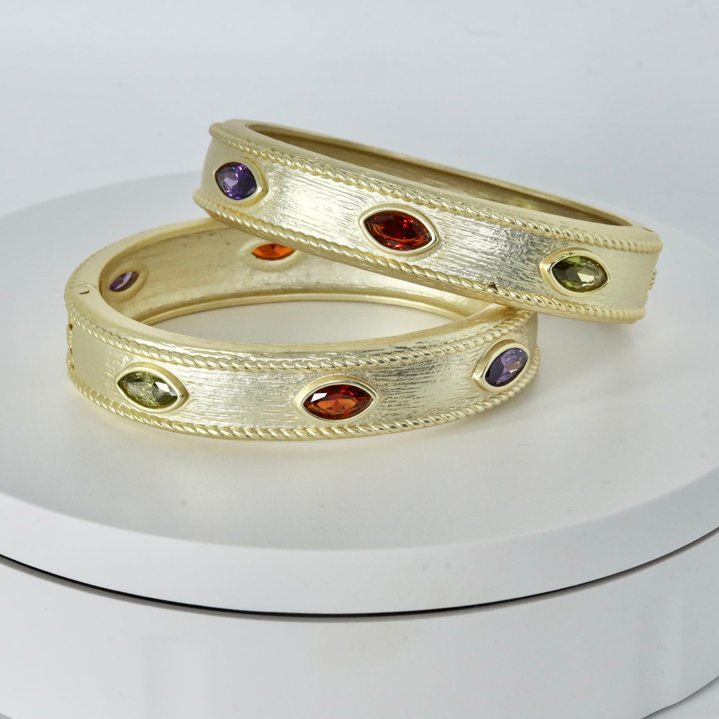 Matte Gold Jewel Bangle