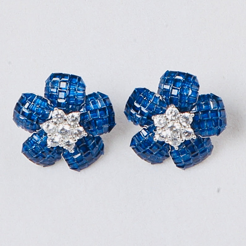 Invisible Setting Sapphire Earrings