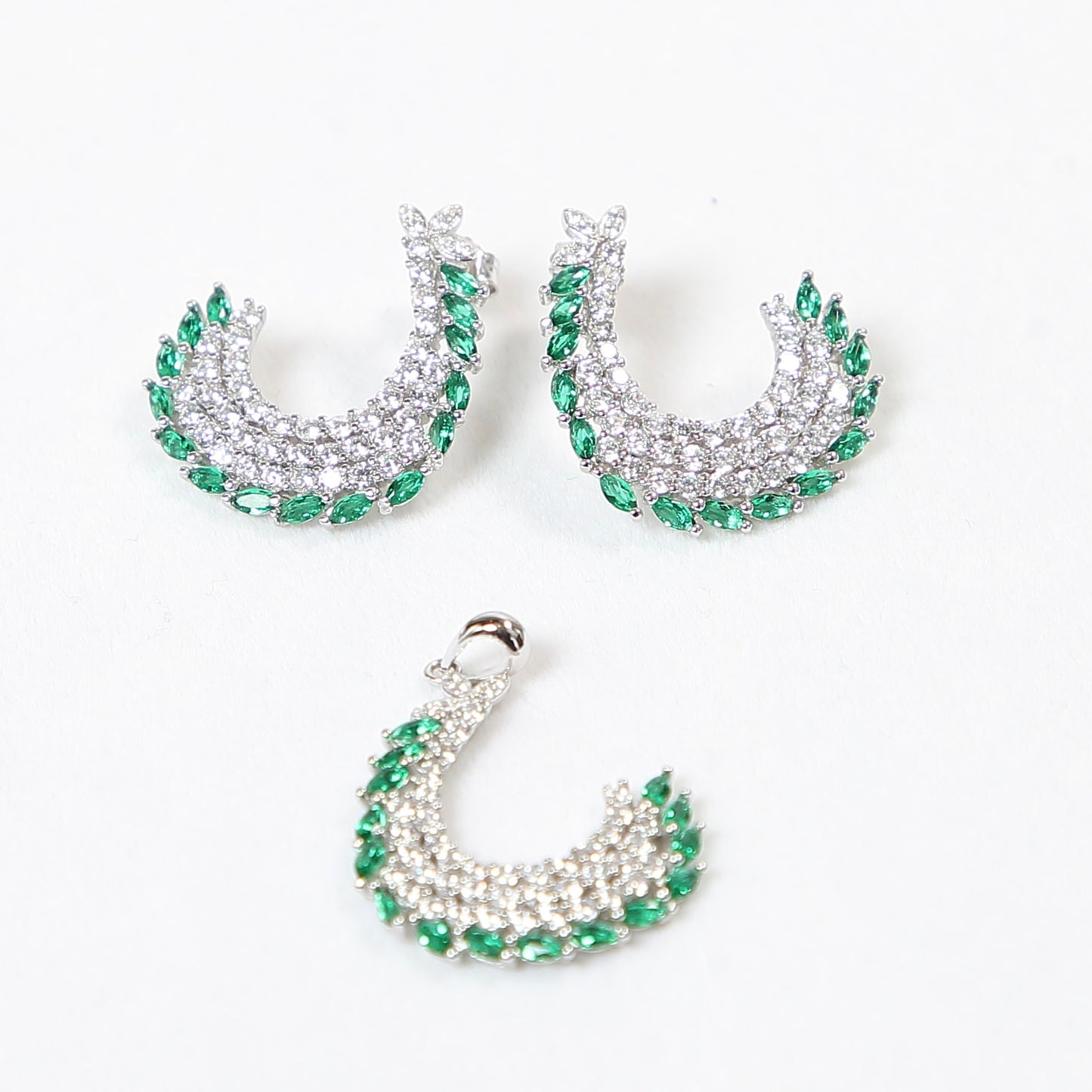 Crescent Earrings and Pendant Set