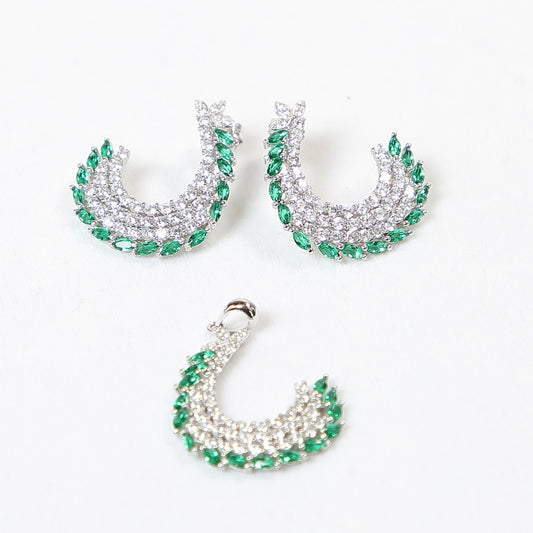 Crescent Earrings and Pendant Set