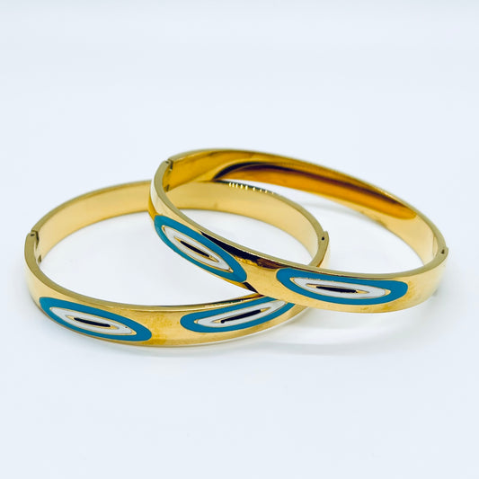 Evil Eye Bangle Hinge Bracelet