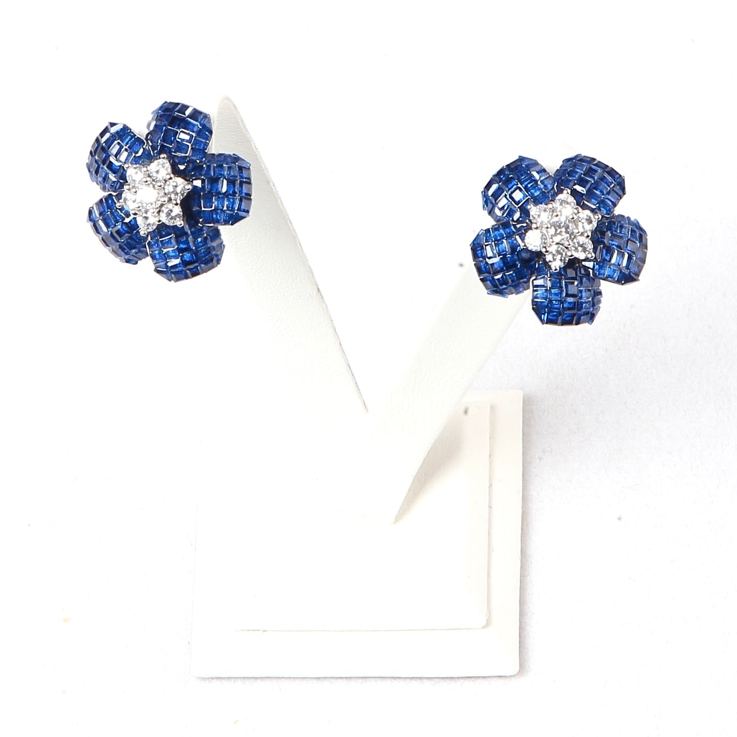 Invisible Setting Sapphire Earrings