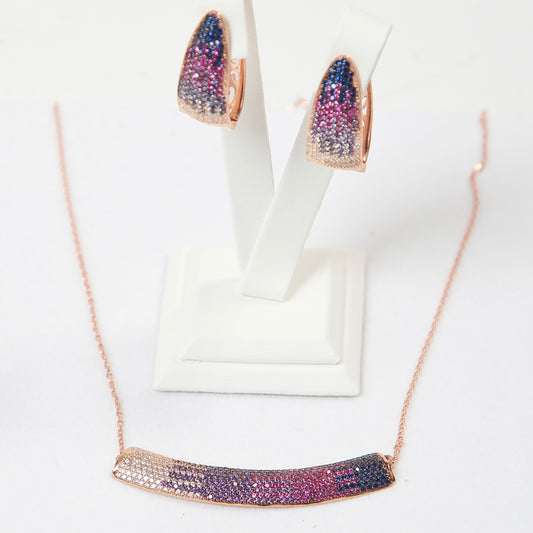 Purple Pink 925 Silver Jewelry Set