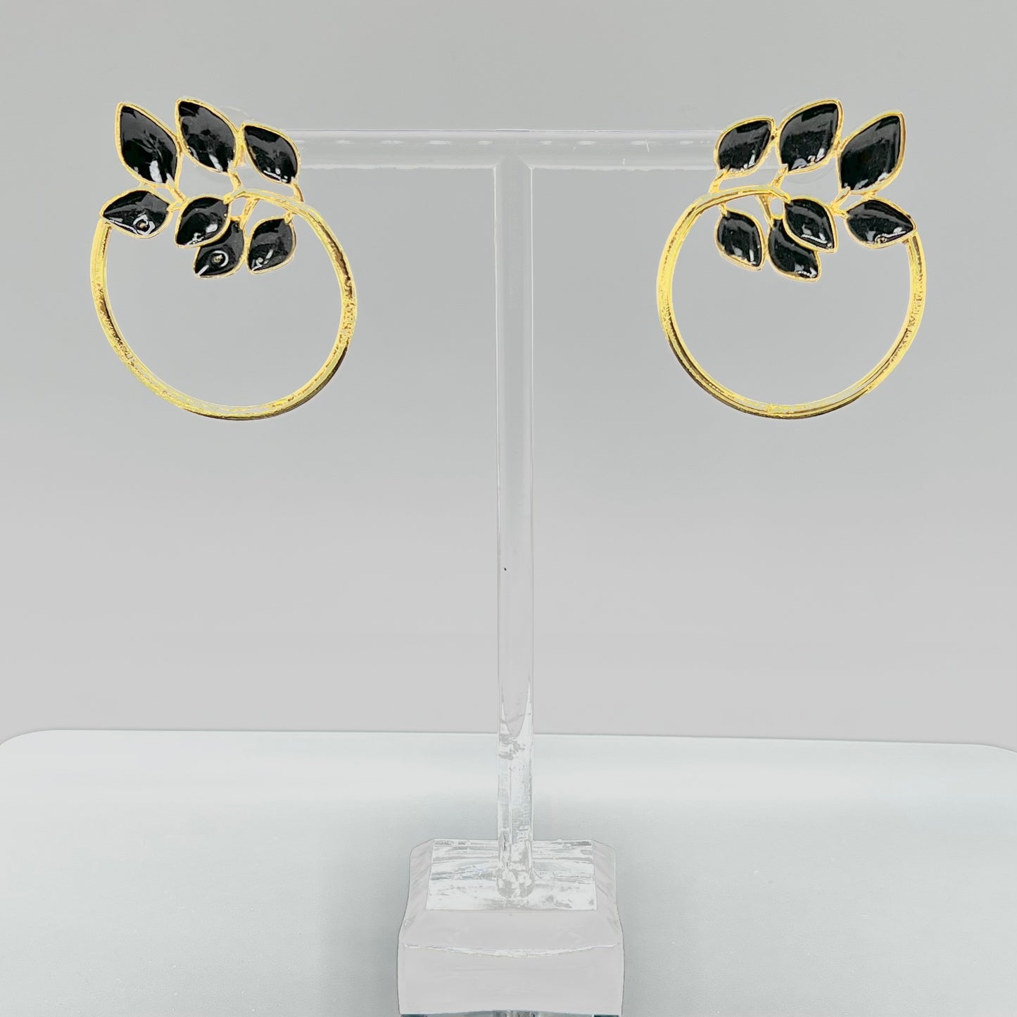 Black Leaf Cluster Earrings
