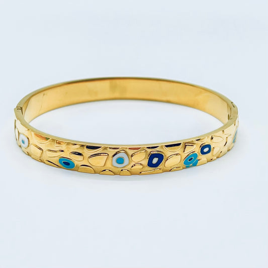 Evil Eye Hammered Bangle