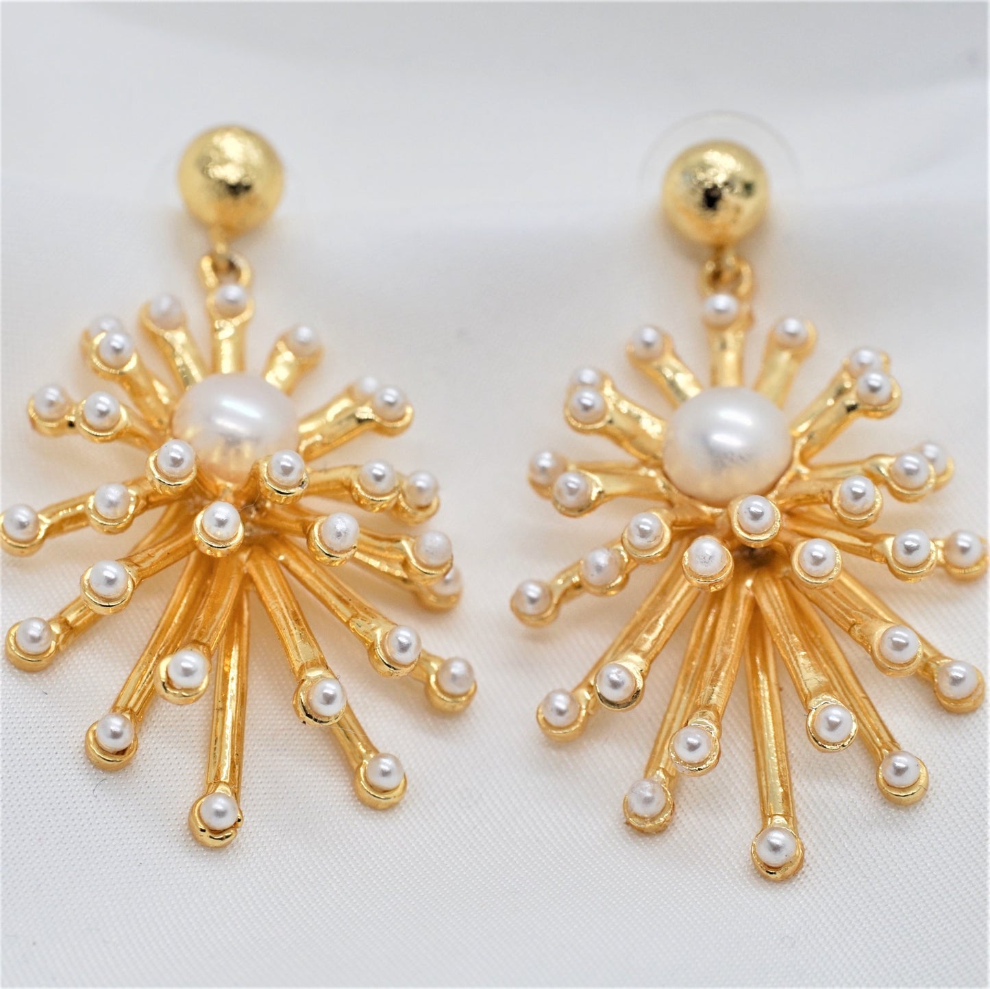 Pearl Drop Starburst Earrings