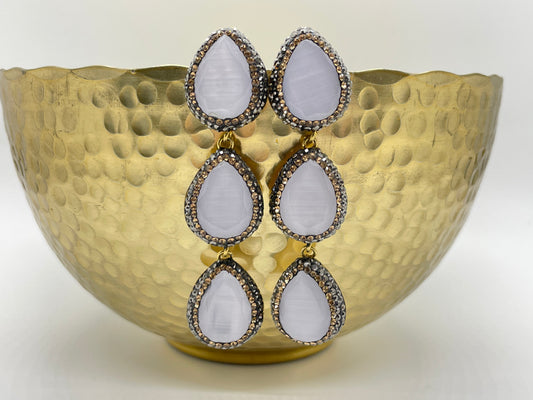Pearly three drop earrings