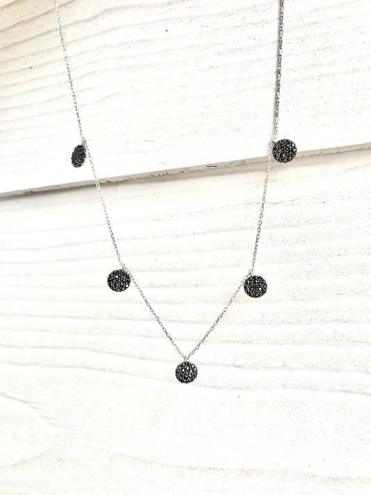 black pave cz silver Necklace