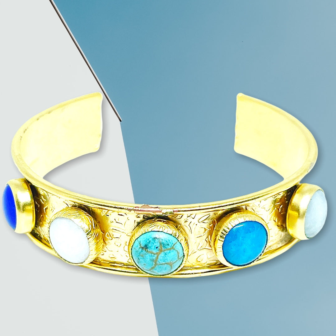 gold/blue cuff Bracelet